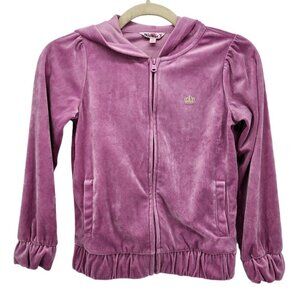 Juicy by Juicy Couture Velour Purple Zipper Hoodie Track Jacket Girls Small